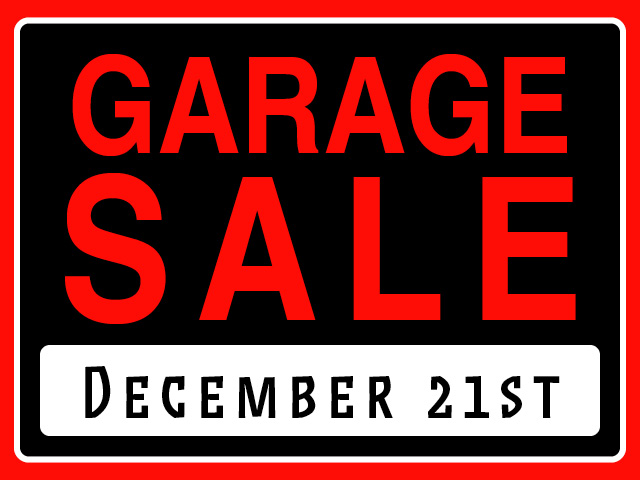 Garage sale December 21