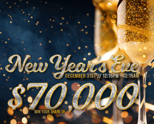 New Year's Eve december 31st 2 15 pm to 12 15 am win your share of 70 thousand dollars